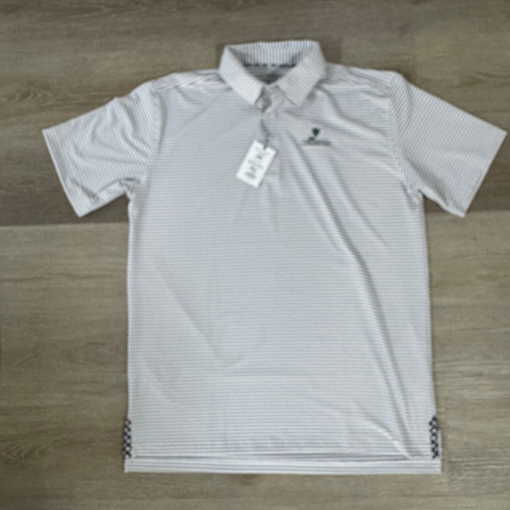 Bald Head Blues Albatross Polo Mens L Grey White Striped USC Upstate Golf Shirt